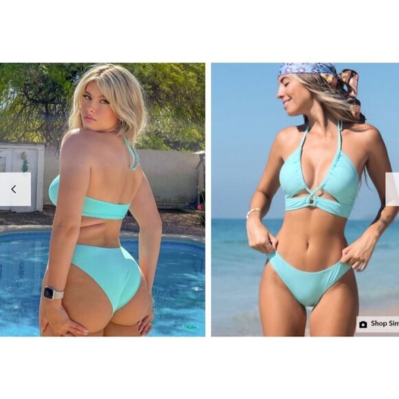 Cupshe Other - NEW CUPSHE Aqua Blue Nature Trip Classic Hipster Ribbed Bikini Bottom Swim Large